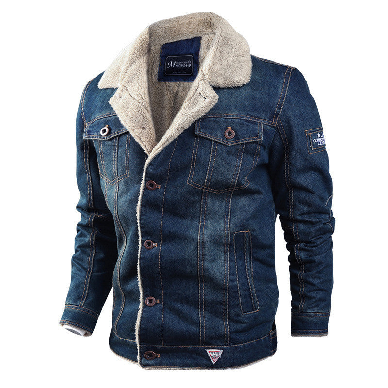 Veste en jean ample homme délavée bleu clair et foncé
