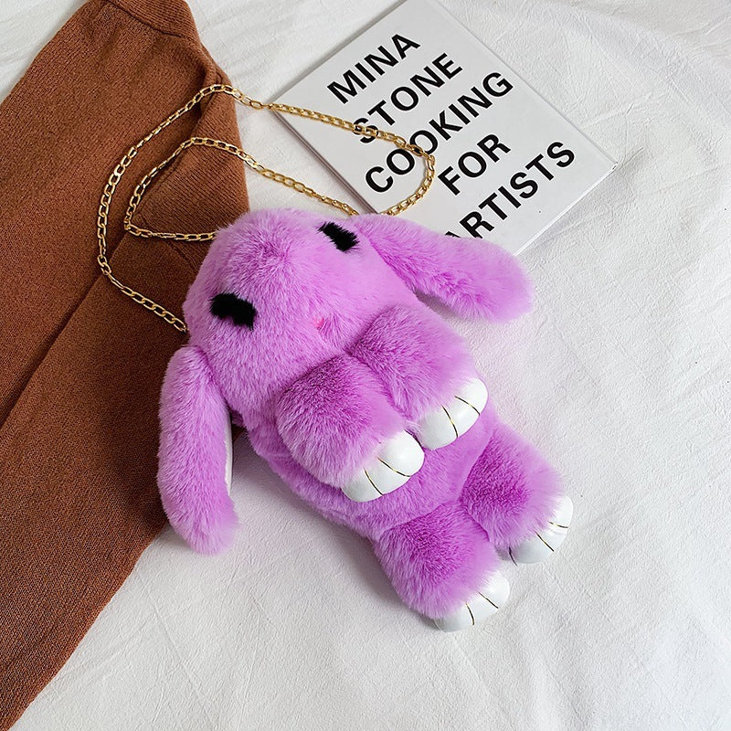 Rabbit Kids Plush Messenger Bag with Chain