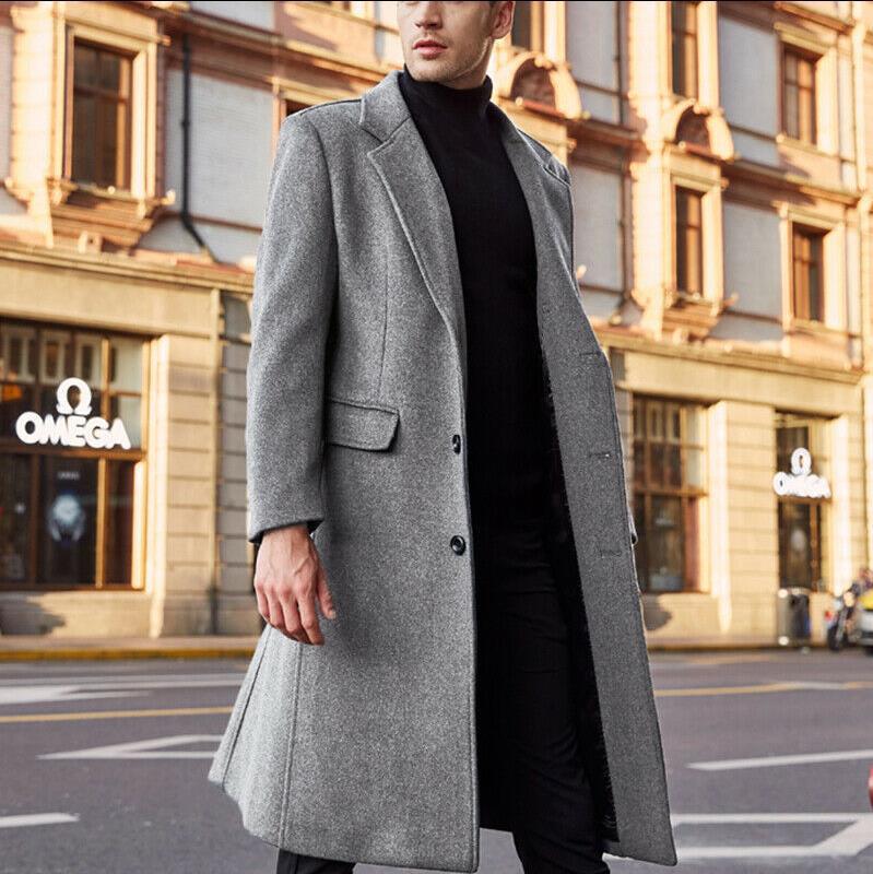 Trench-coat long en laine pour homme