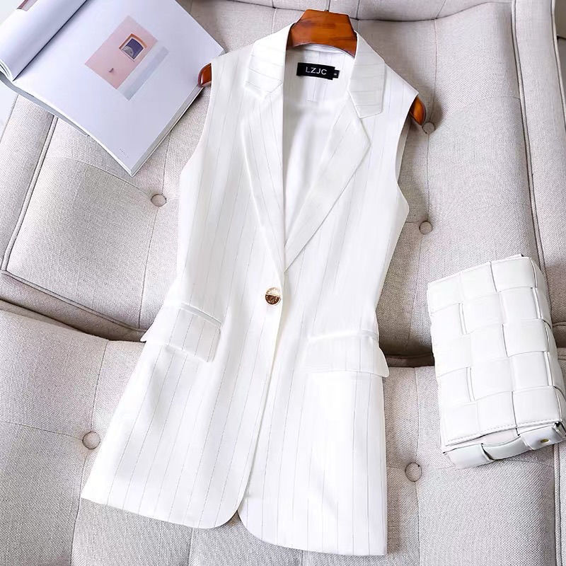 Women's Long Sleeveless Polyester Waistcoat Vest Jacket