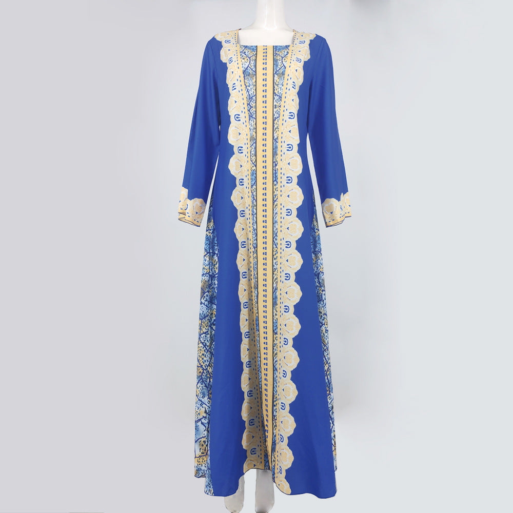 Middle Eastern Printed Muslim Robe Dress