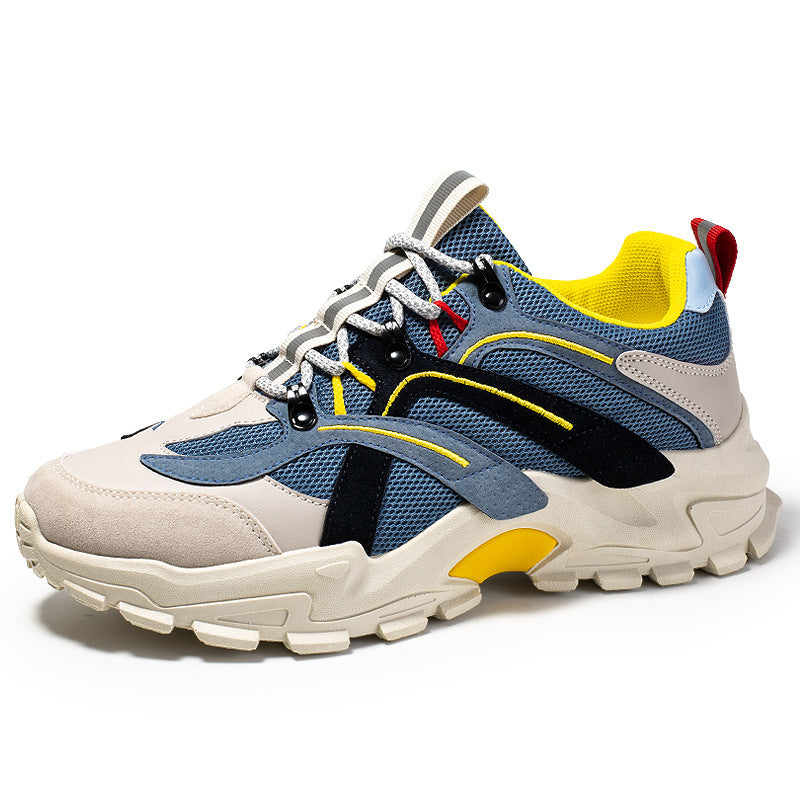 Men’s Colorful Trendy Sneakers with Rubber Sole and Leather Stitching