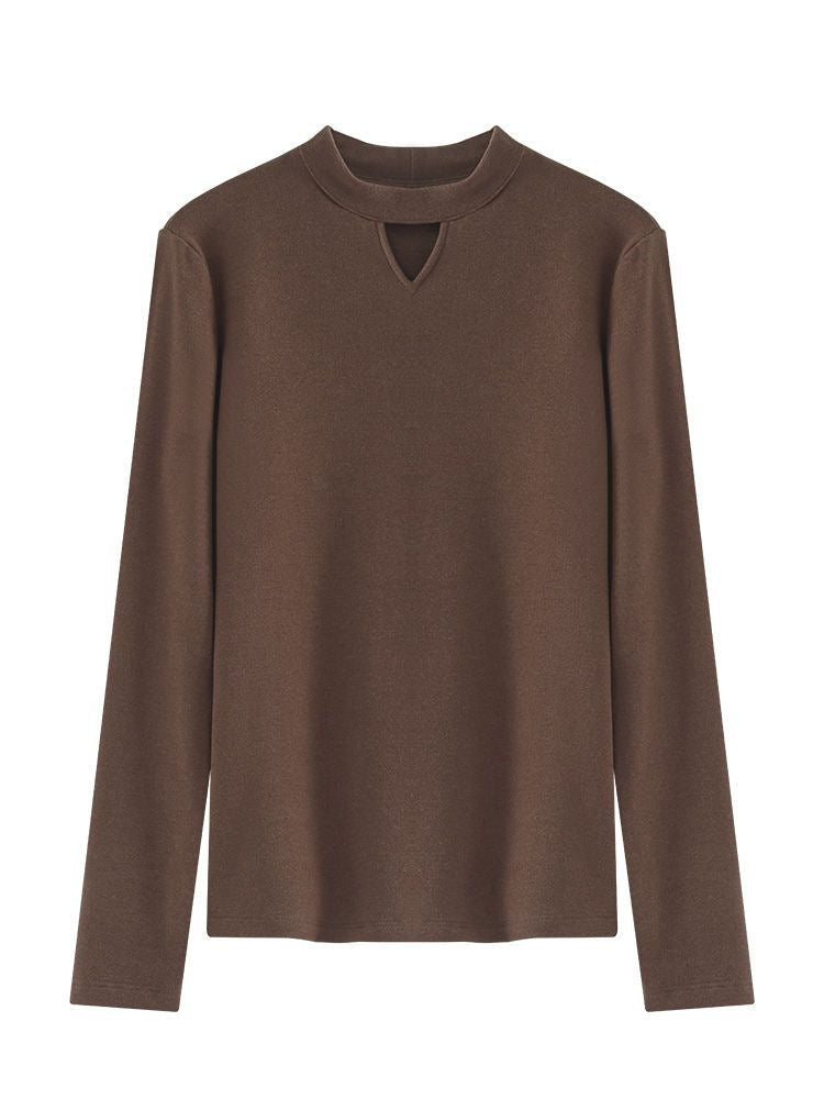 Women's Half-turtleneck Brushed Double-sided Dralon Bottoming Shirt