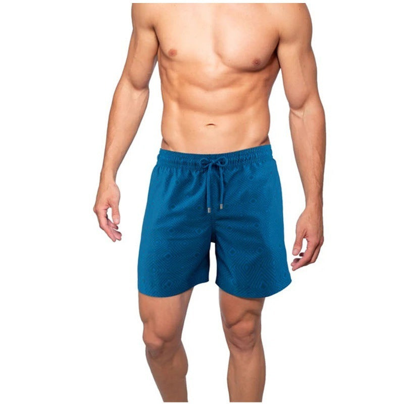 Men's Printed British Stripe Beach Shorts Double Layer Cotton Blend
