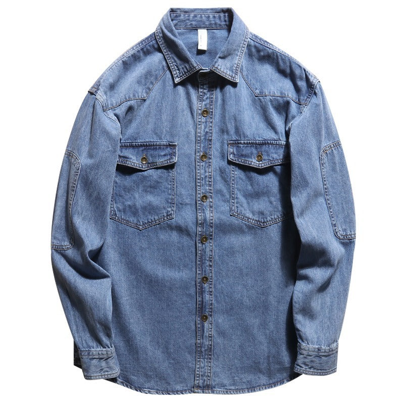 Chemise à manches longues en jean à carreaux coupe décontractée pour couples