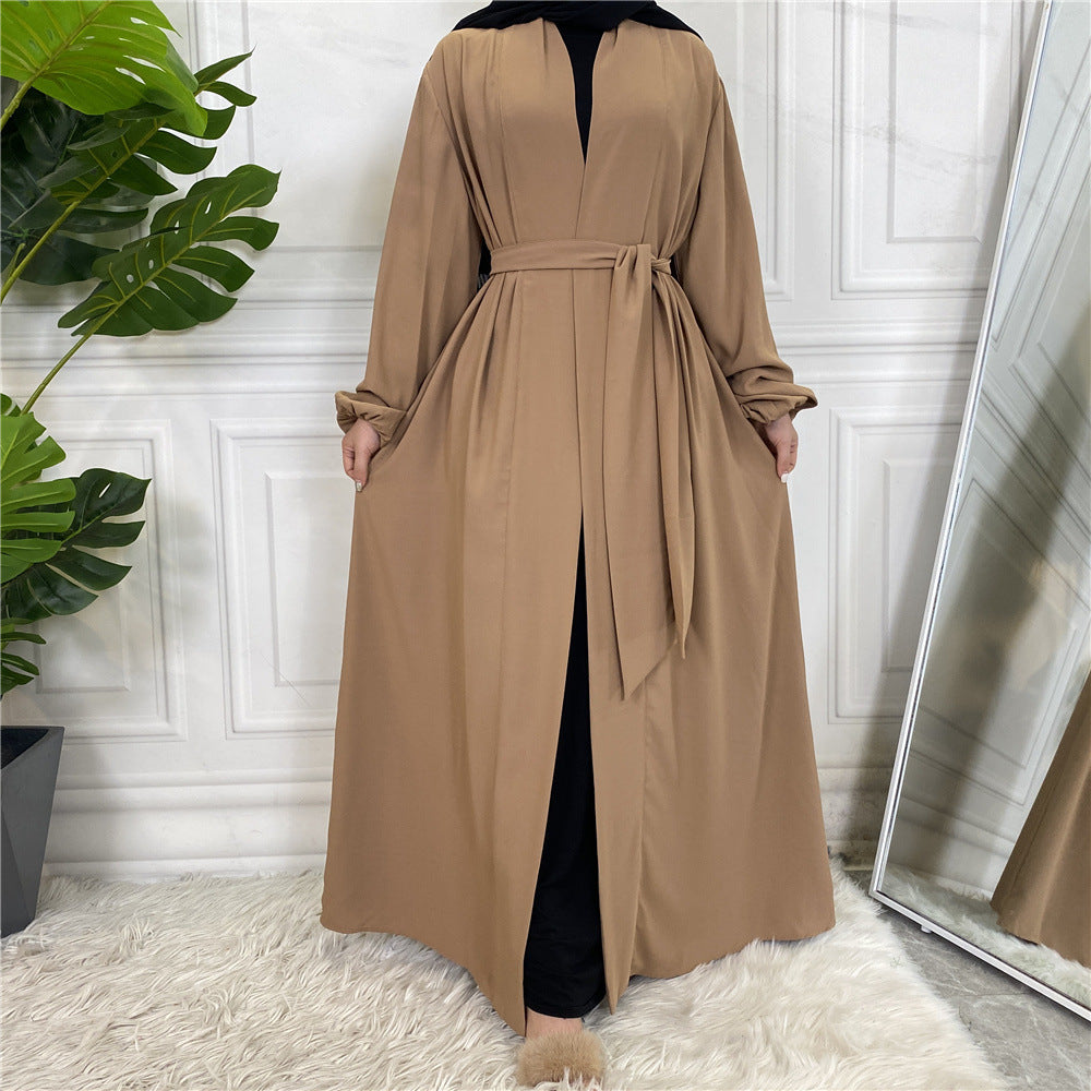 روب كارديجان بأربطة مع أساور وأزرار وجيوب للنساء في الشرق الأوسط