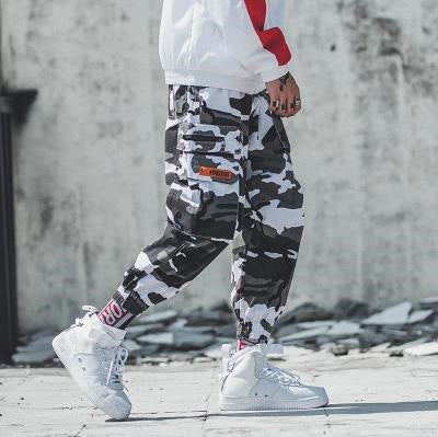 Men's Cotton Strapped Street Trend Loose Nine-Point Harlan Pants