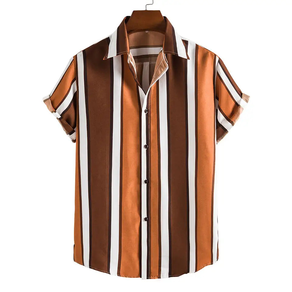 Chemise d'été rayée à manches courtes pour homme, tailles S-XXXL