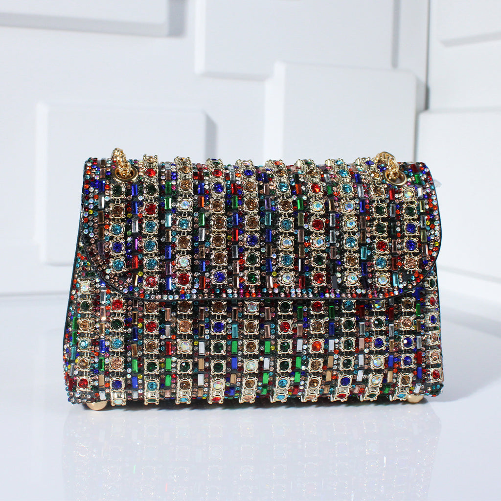 Fashion Diamond-Embedded Crossbody Dinner Bag with Hand Carrying