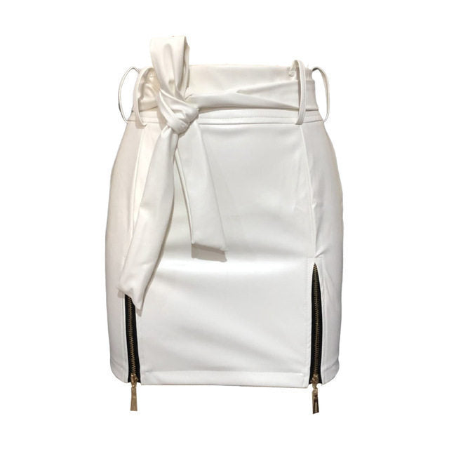 Mini-jupe en similicuir PU pour femme