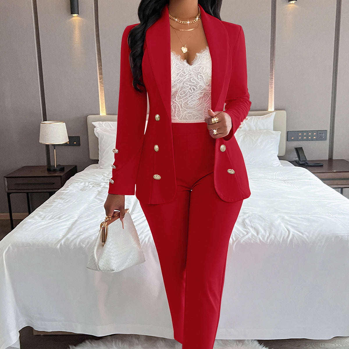 European and American Women's Small Suit with Dignified Design