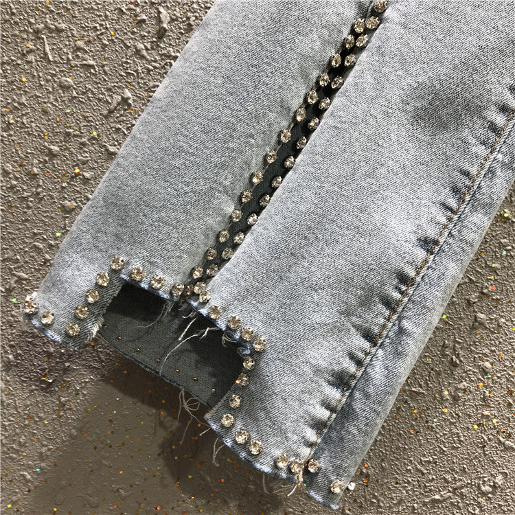 Split Pencil Jeans Polyester Fiber