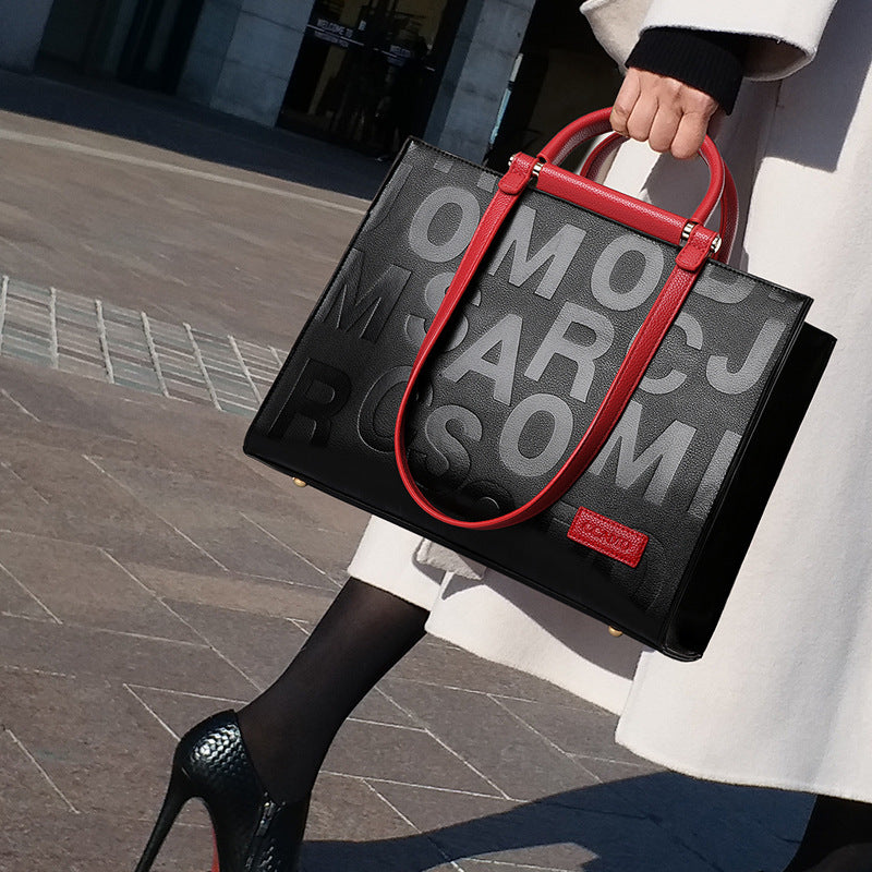 Grand Sac Fourre-Tout en PU à Poignée Supérieure pour Femmes Sac à Main Décontracté Sac Bandoulière