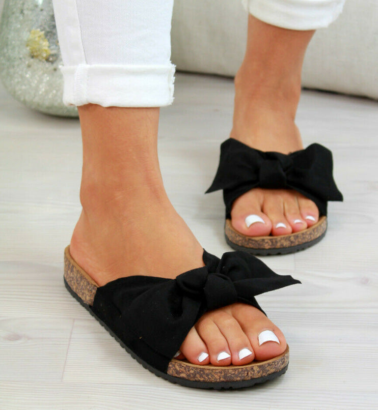 Plus Size Bow Slippers New Platform Beach Shoes Women