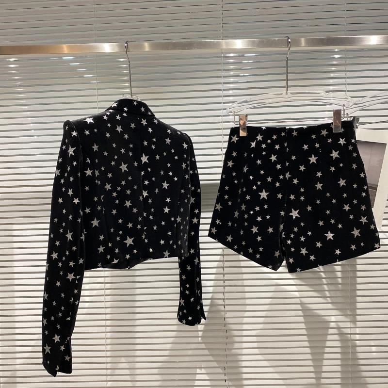 Ensemble tailleur-short en daim Star de printemps pour femme