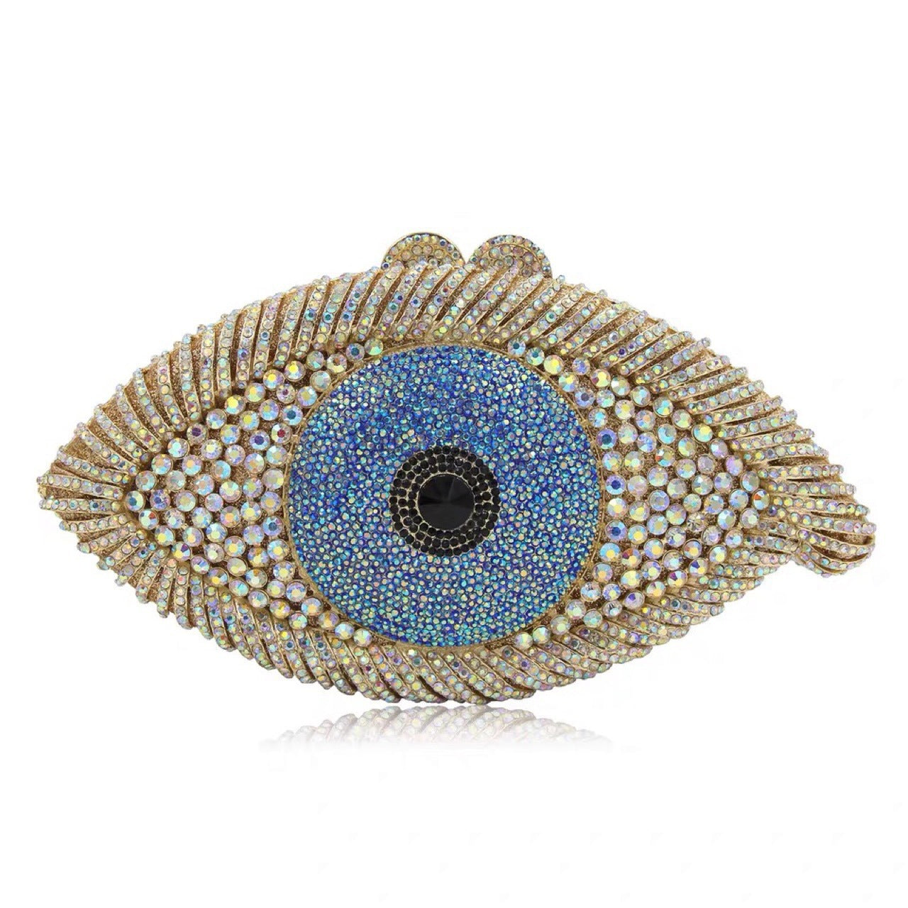 Women's Eye Diamond Evening Bag 23x12x5.5cm Metal Chain Handle