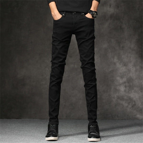 Slim-Fit Stretch Cotton Men's Pants in Black, Sizes 27-36