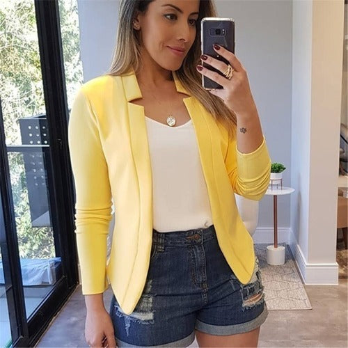 Veste blazer en coton décontractée unie pour femme