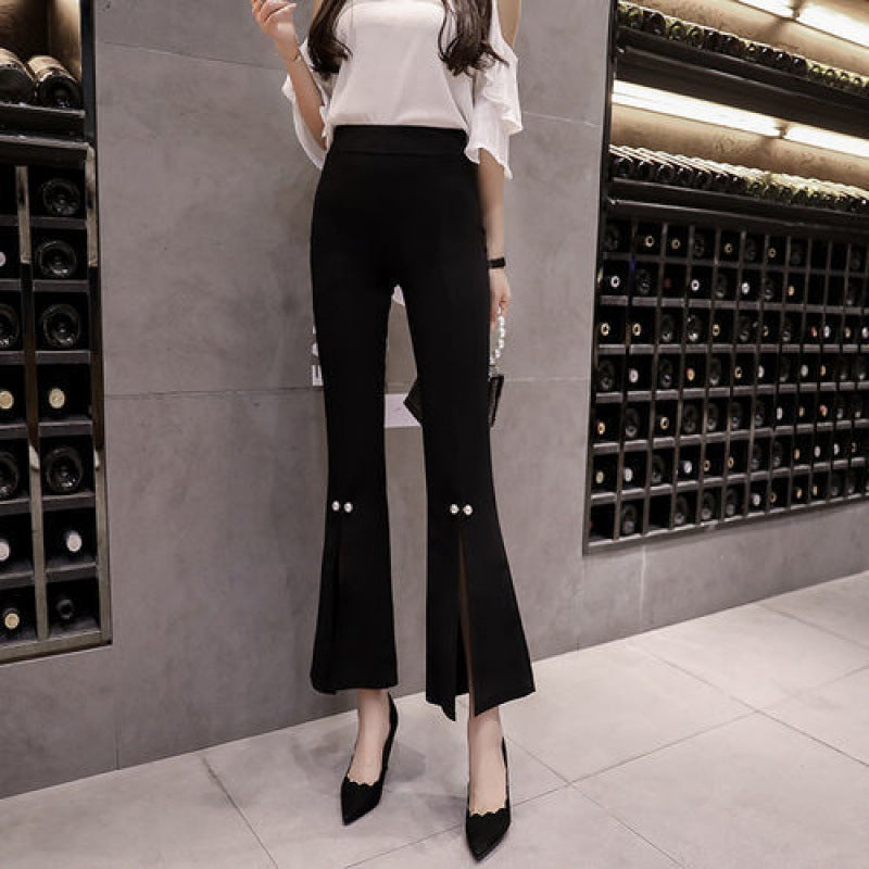 Pantalon évasé taille haute décontracté pour femme