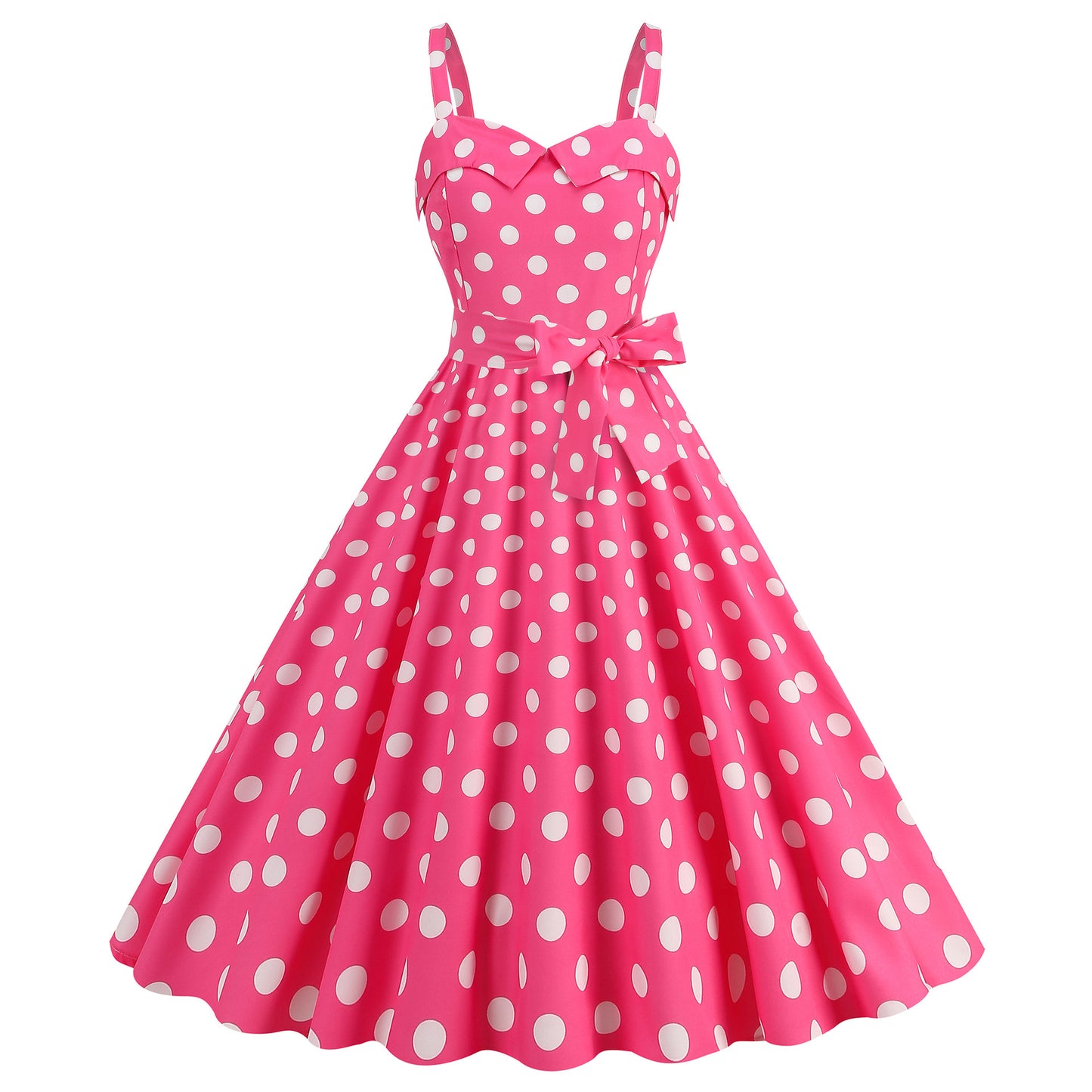 Women's Fashion Casual Sling Party Polka Dot Plaid Printed Dress