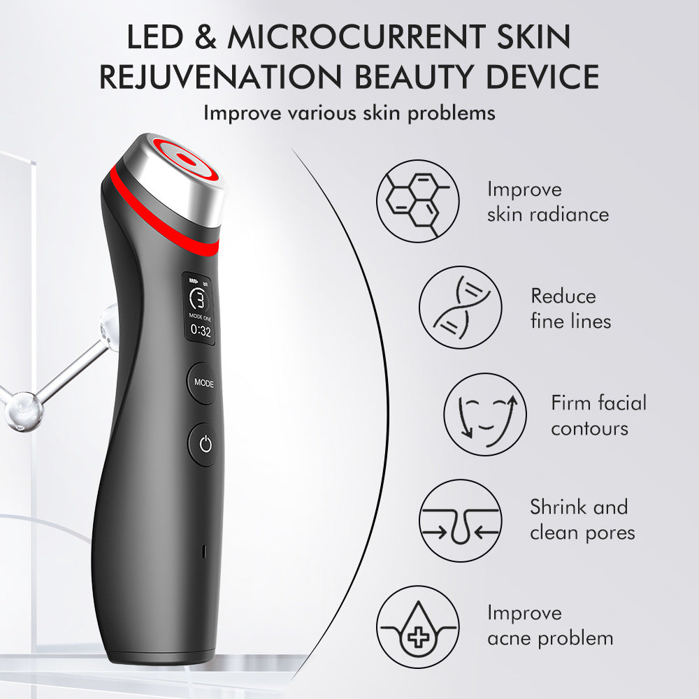 Masseur vibrant à microcourant USB avec luminothérapie noir