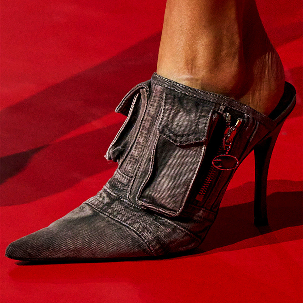 High Heel Pointed-Toe Slippers for Women