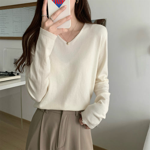 Loose V-Neck Soft Cozy Sweater for Layering