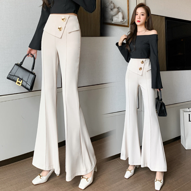 High Waist Commuter Suit Pants for Women in Black & Apricot
