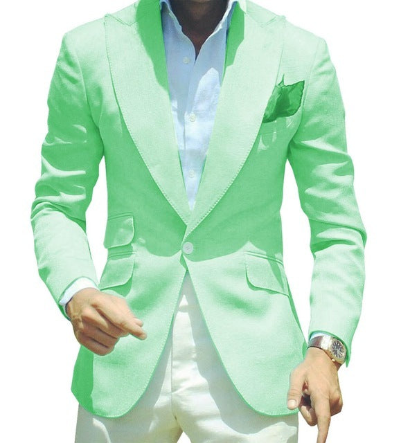 Men's Pure Color Polyester Suit Jacket Simple Temperament