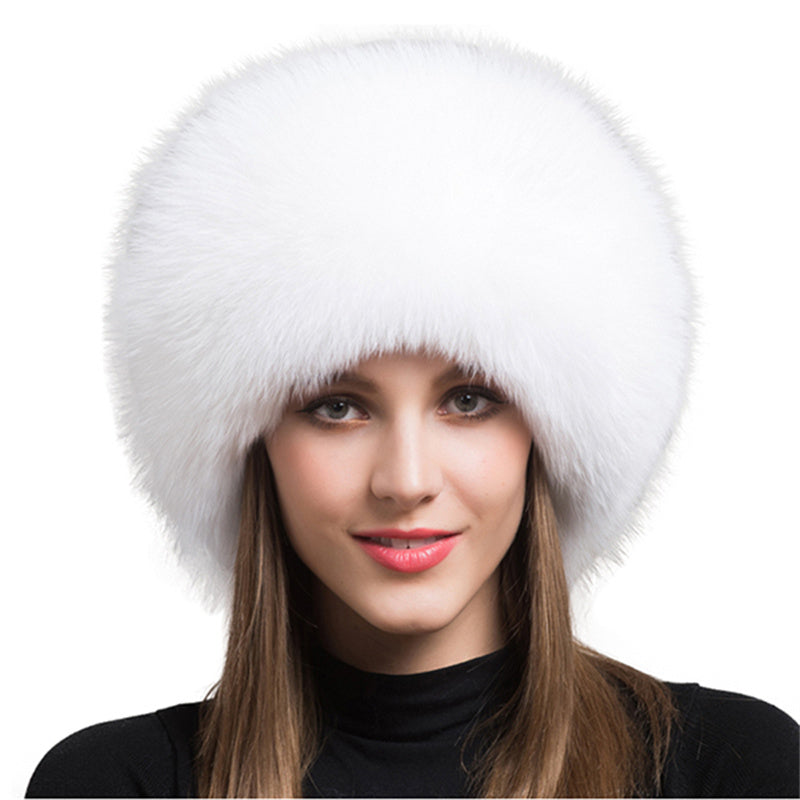 Chapeau dôme en fourrure de renard avec protection pour les oreilles pour femme