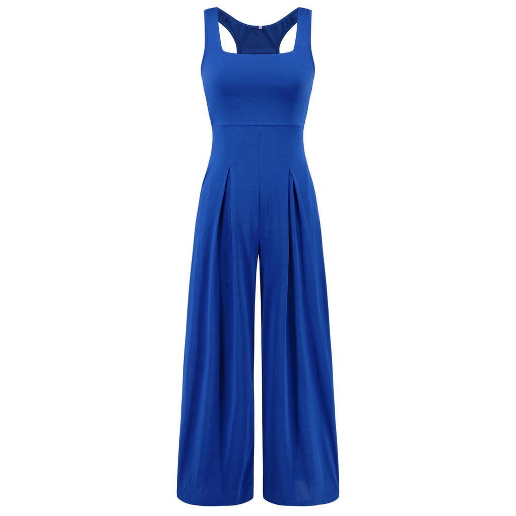 Casual Sleeveless Knitted Wide-Leg Jumpsuit