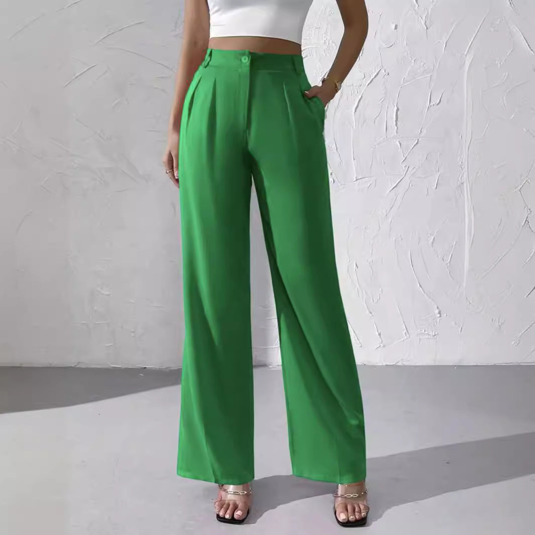 Women's Elegant Solid Color Suit Pants Polyester Micro Elasticity S-XXL