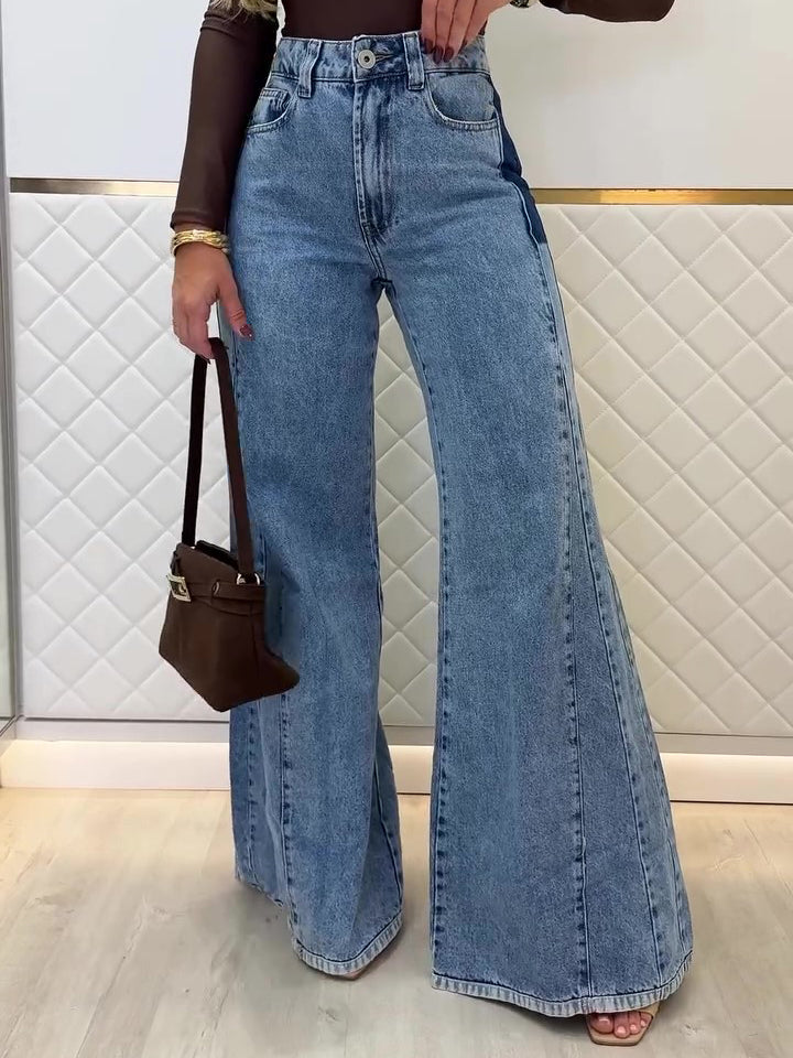Light Blue High-Waisted Flared Denim Jeans