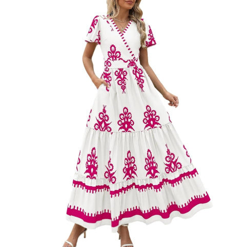Robe étagée à manches évasées Floral Apricot