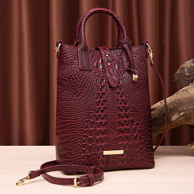 Women's Retro Multi-Color Crocodile Pattern Shoulder Bag