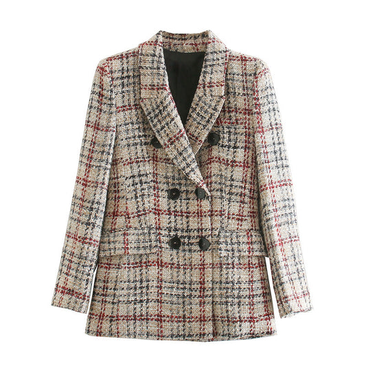 blazer à carreaux pour femmes