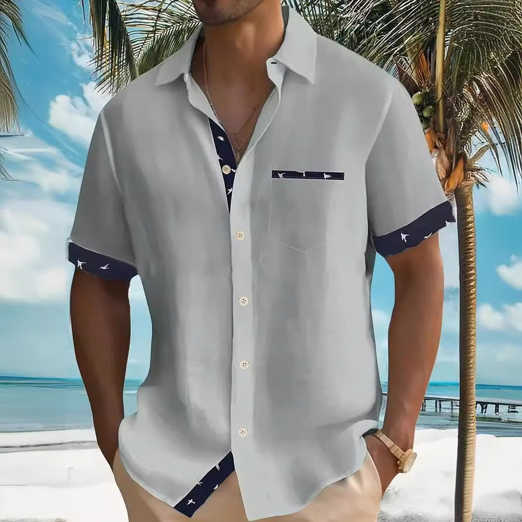 Summer Men's Casual Lapel Shirt with Fashion Printing