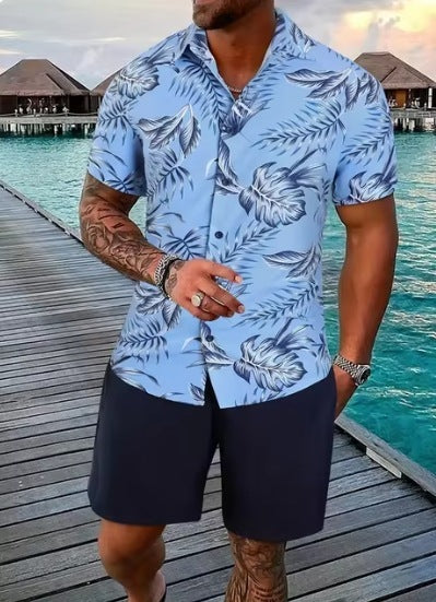 3D Digital Print Short Sleeve Shirt and Shorts Set