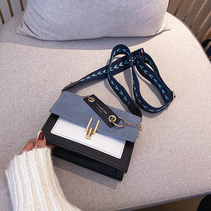 Textured PU Crossbody Bag Small Square Cover Closure