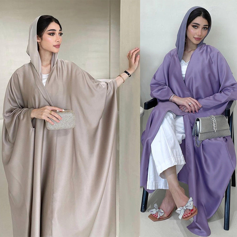 Soft Light Batwing Sleeve Apricot Purple Robe, Free Size