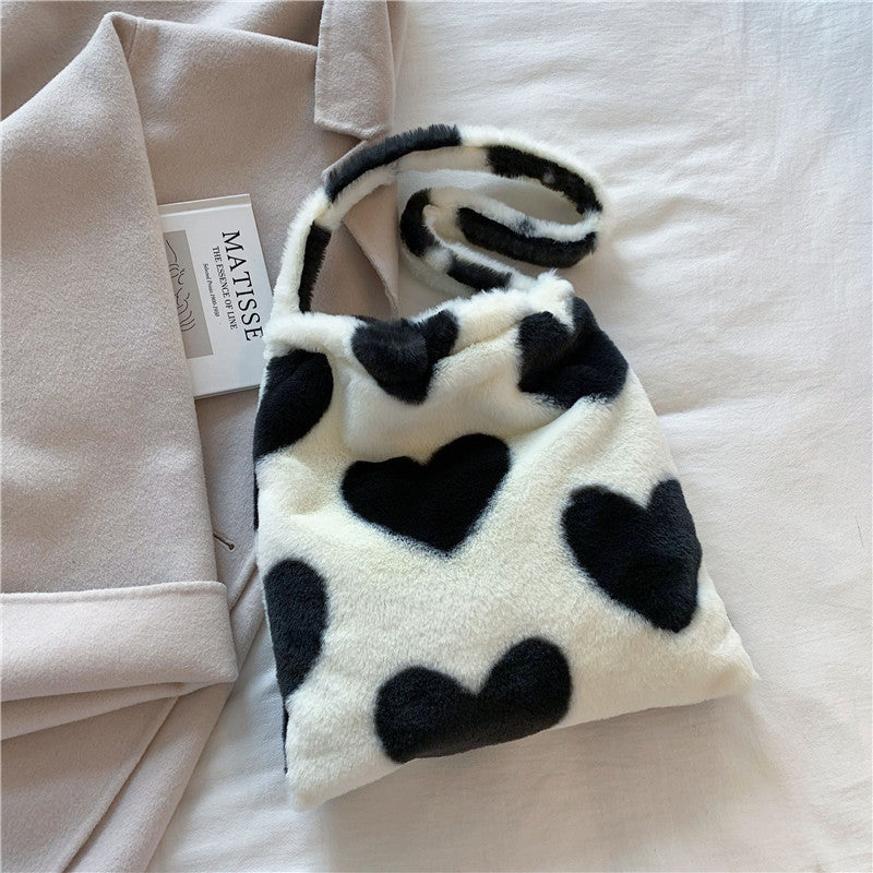 Grand sac shopping en peluche d'hiver pour femmes