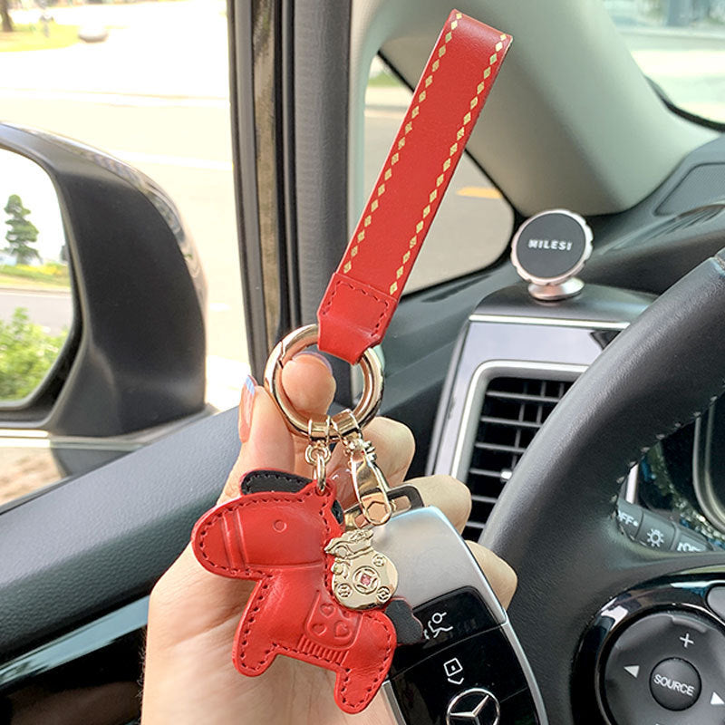 Genuine Cowhide Leather High-End Vehicle Keychain