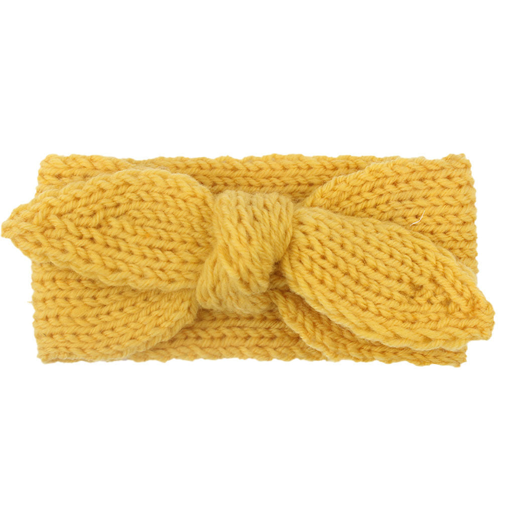 Baby Winter Solid Big Bow Fish Knit Wool Headband