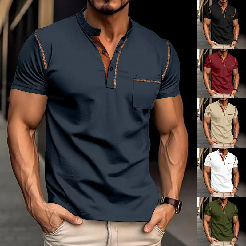 Men's Summer Slim Fit Quick-Dry Short-Sleeve Polo Shirt Navy White Black Khaki Army Green Wine Red