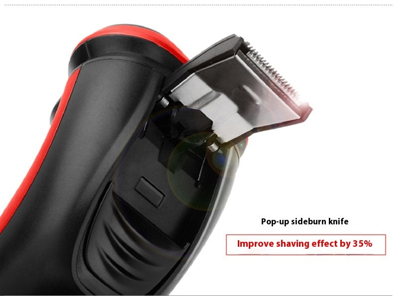 Rasoir Électrique Rechargeable pour Hommes - Rouge, Entièrement Lavable, 60 min d'Autonomie