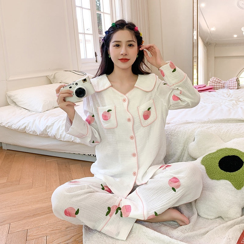 Pyjama femme printemps-automne manches longues style princesse adorable
