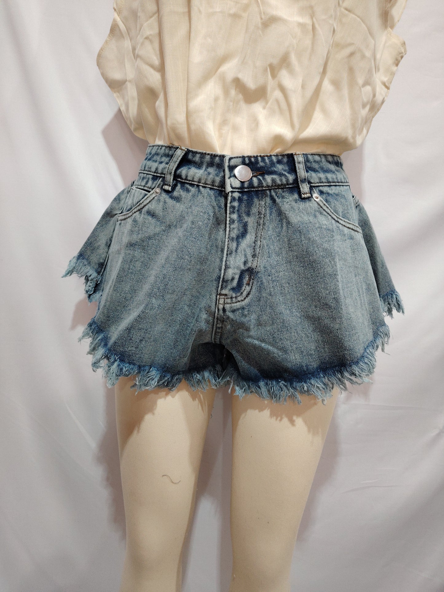 High Waist Loose-fitting Tassel Denim Shorts For Women