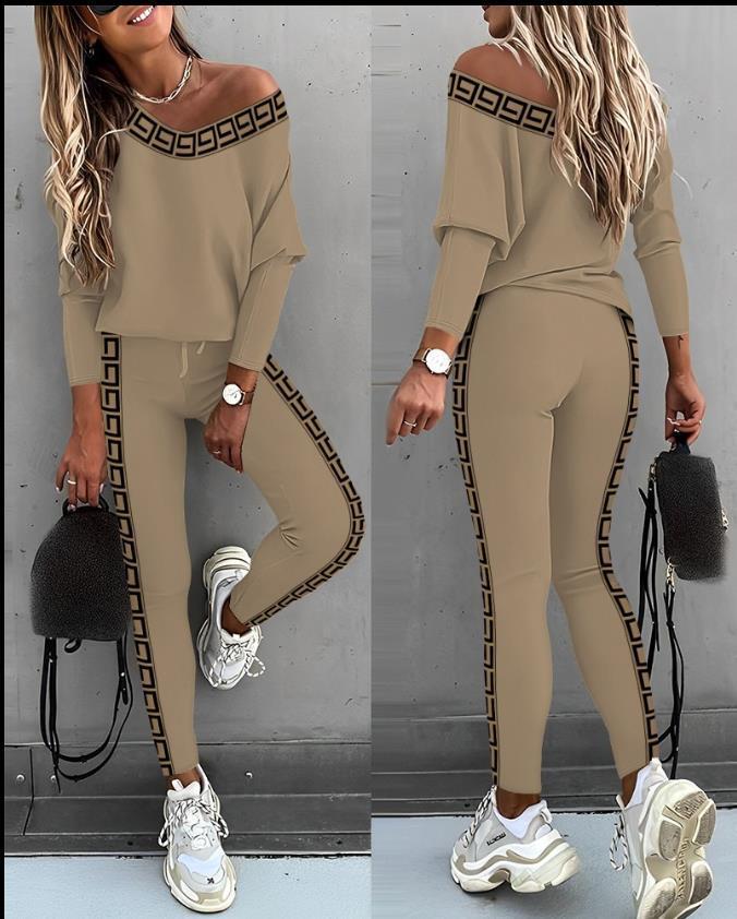 Ensemble de pantalon deux pièces à manches chauve-souris pour femme