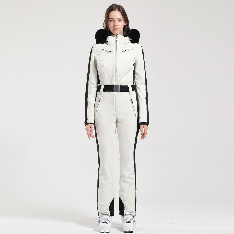 Combinaison de ski d'hiver professionnelle double couche thermique imperméable et ajustée