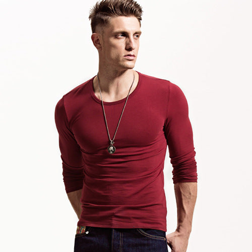 Men's Slim Fit Long-Sleeve Round Neck Bottoming Shirt